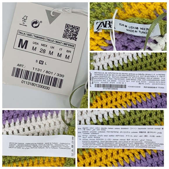 Zara NWT Striped Crochet Backless Halter Top with Ties, Medium - Picture 15 of 15